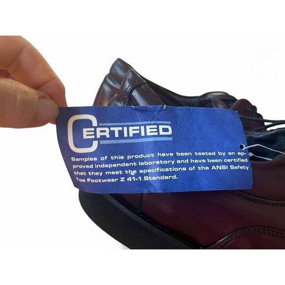 Steel Toe Safety Shoes 11 Welted Oxblood Leather Oxfords Men's Sz Made In USA - Picture 5 of 9